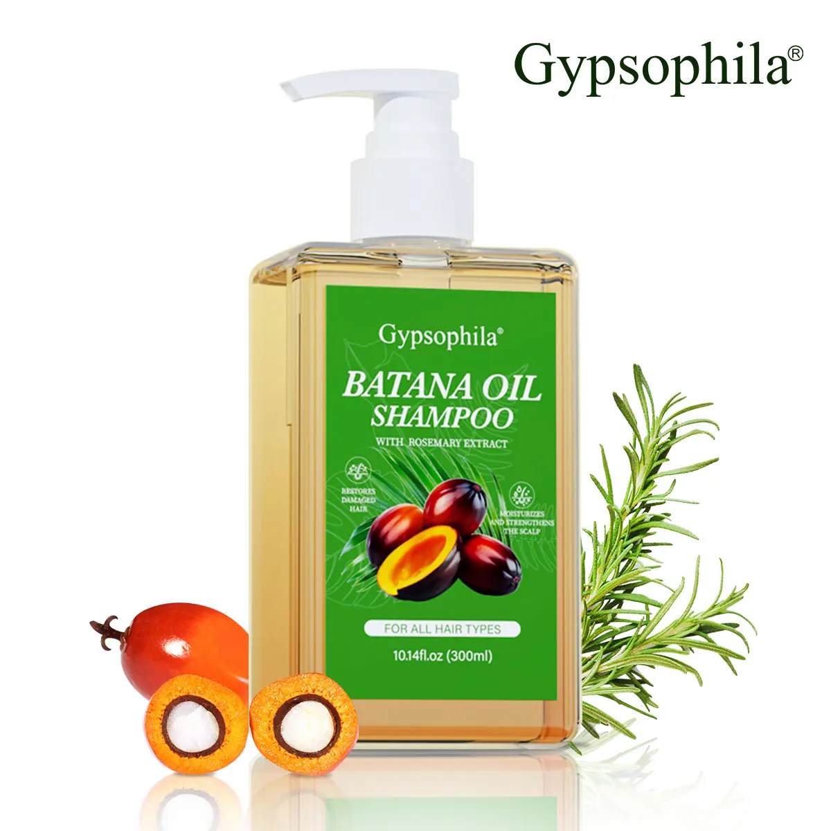 Gypsophila Batana Oil & Rosemary Haircare Shampoo - Mild Daily Cleansing Cleanser for Men & Women, Restores Hair, Reduces Hair Loss, Adds Volume (10.14 fl oz/300ml), Intensive, Repair, Gentle, Anti Hair Fall Shampoo