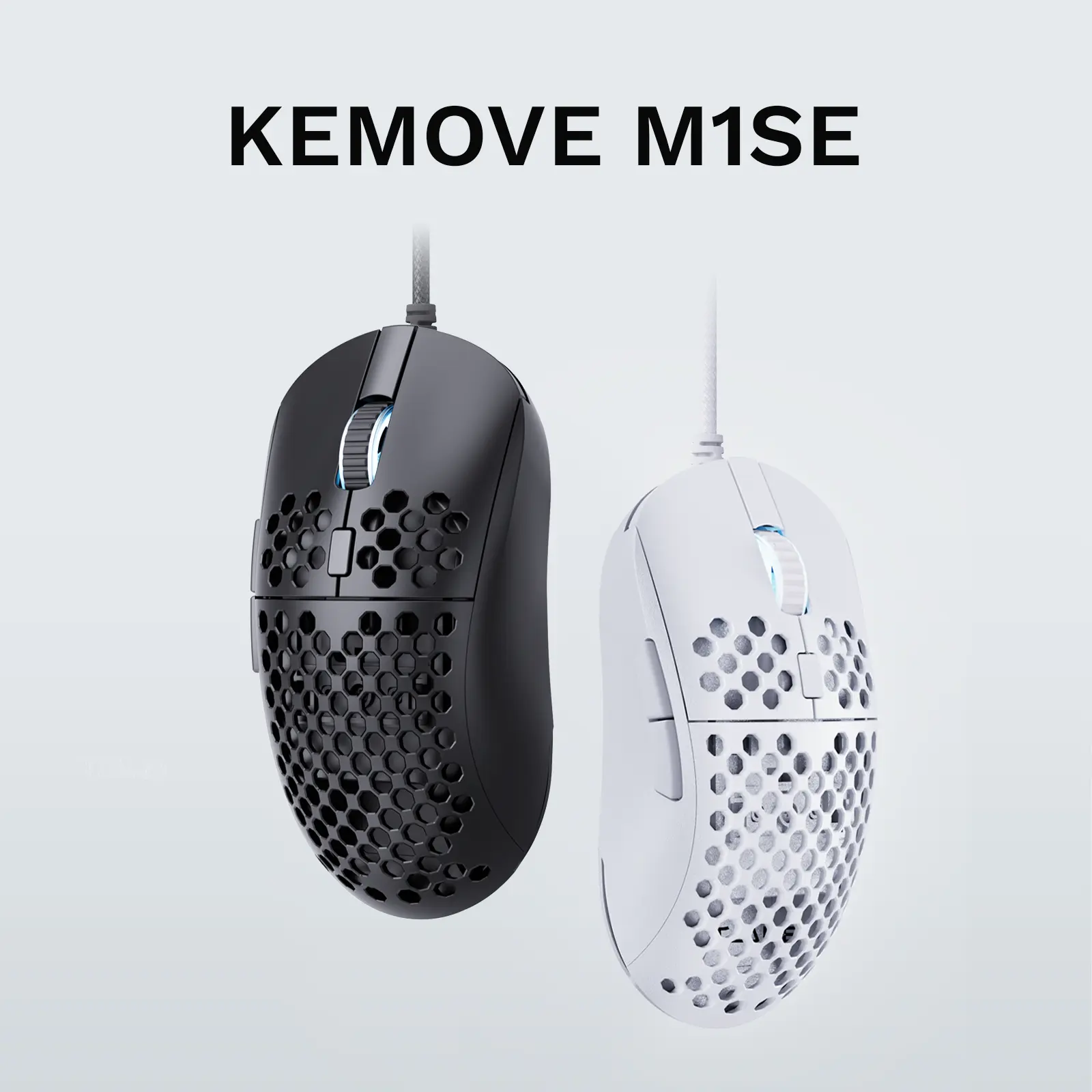 KEMOVE M1SE Wired Lightweight Mouse for Gaming (White) - Honeycomb Shell, 12800DPI Optical Sensor, 6 Programmable Macros, Software-Supported Custom Key Config & Color Changing RGB Settings, Compatible with PC, Windows 7/8/10/XP, Vista, Linux
