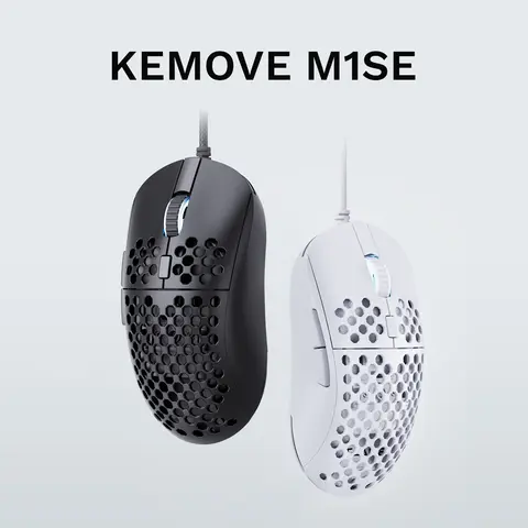 KEMOVE M1SE Wired Gaming Mouse (White) - Ergonomic Honeycomb Shell, 12800DPI Optical Sensor, 6 Programmable Macros, Adjustable RGB Lighting, 125-1000Hz Polling Rate, Software-Supported Custom Config, Compatible with PC, Windows 7/8/10/XP, Vista, Linux