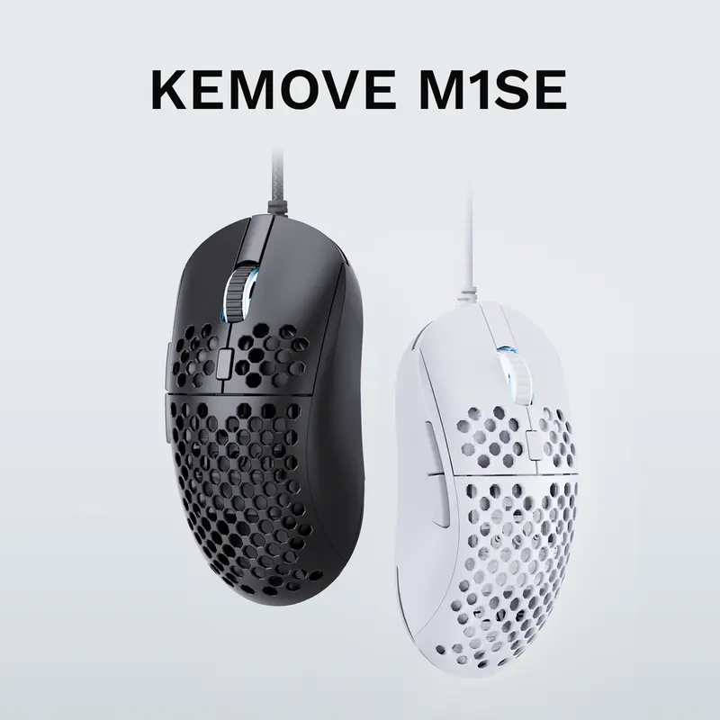 KEMOVE M1SE Wired Gaming Mouse (White) - Ergonomic Honeycomb Shell, 12800DPI Optical Sensor, 6 Programmable Macros, Adjustable RGB Lighting, 125-1000Hz Polling Rate, Software-Supported Custom Config, Compatible with PC, Windows 7/8/10/XP, Vista, Linux