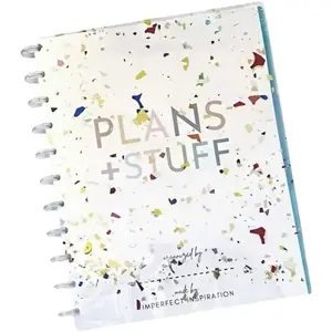 Plans Stuff Life Planner Starter Kit, 3-month Customizable Undated Planner with Confetti Cover, Habit Tracker, Glitter Discs, and Accessories