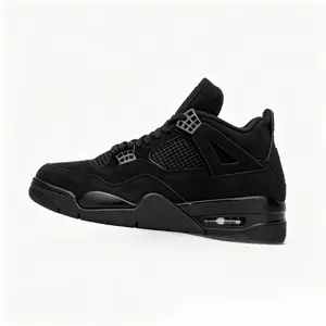 All Black Retro Basketball Sneakers Breathable Mesh Suede Casual Streetwear Shoes Non-Slip Air Cushion Sole Sport Trainers for Men Women Hip Hop Style cleats