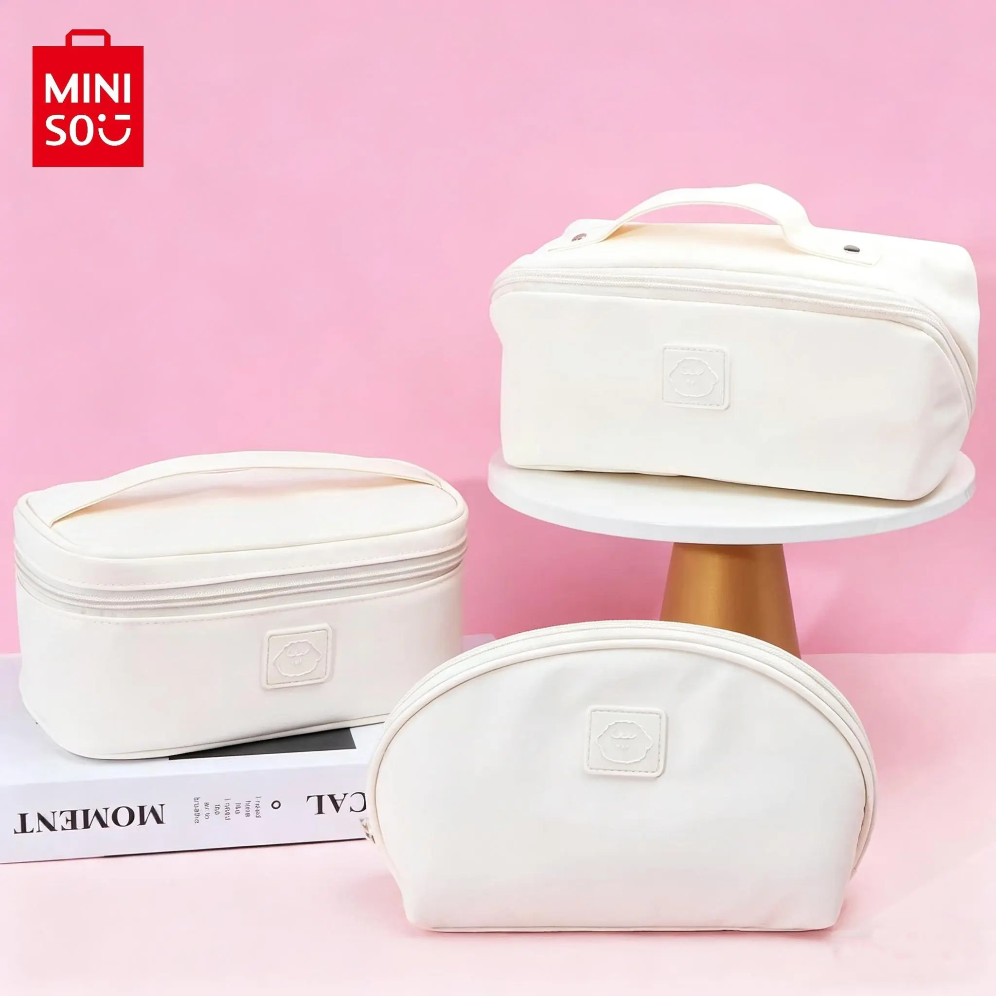MINISO Kawaii Puppy Cute Apple Pie Dog Cosmetic Pouch – Soft Travel Organizer, Aesthetic Storage Bag, Gift for Girls，Back To School