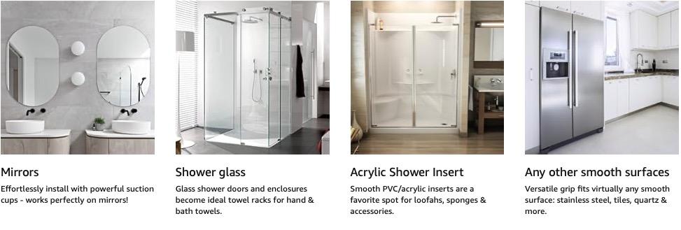 2 Units Suction Cup Hooks christmas gift Bathroom Accessories home essentials for Shower Bathroom Kitchen, Wood Door, Glass Door, Mirror, Tile – Loofah, Towel, Coat, Bath Robe Hook Holder for Hanging up to 15 lbs with Waterproof