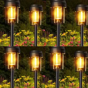 2/4/8pcs Solar Light Outdoor Set, 8pcs Bundle Of Bright Solar Path Lights with Rating Auto On/Off with 3000K Color Temperature Ideal for Garden Landscaping, Driveway & Pathway Lighting Christmas & New Year Garden Decorative Lights outdoorfun