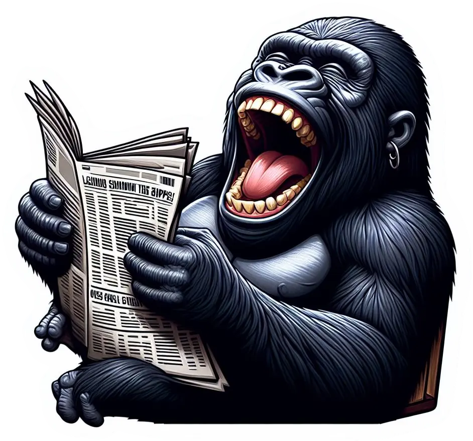 Funny Black Gorilla Reading Newspaper Animal 3" Vinyl Stickers - High Quality and Durable Cute Decorative adhesive label sticker