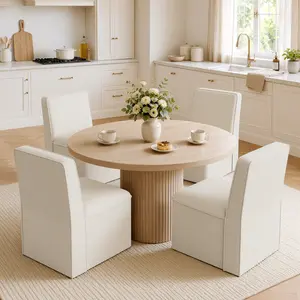 Aowos Upholstered Dining Chair, Modern Kitchen Chair with Casters, Armless Fabric Dining Room Chairs for Bedroom, Reading Room, Living Room, Beige, Blue, Light Grey
