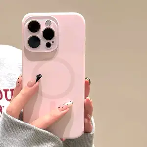 Advanced Liquid Silicone Magnetic Magsafe Phone Case for iPhone 17 16 15 14 13 12 11 Pro Max Plus, iPhone 11, Anti-Fall Casing with Fingerprint Protection Pink Shockproof