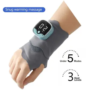 Electric Wrist Vibratory Massager with Heat Therapy for Hand Care Pain Relief, Lightweight 5 Massage Modes 9 Levels, Heated Cordless Rechargeable Hand Massage Wrap for Carpal Tunnel Arthritis Gamer, Portable Gift for Women Men Parents, Home Office Travel