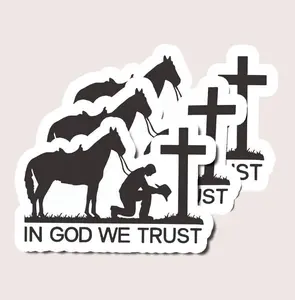 Grim Reaper Deer Antlers Sticker, Cowboy Kneeling at Cross Sticker, In God We Trust Vinyl Decal, Waterproof Faith Sticker for Car, Truck, Tumbler, Laptopothic Skeleton Death Skull Decal, Hunting Reaper Vinyl Sticker for Laptop, Water Bottle, Truck