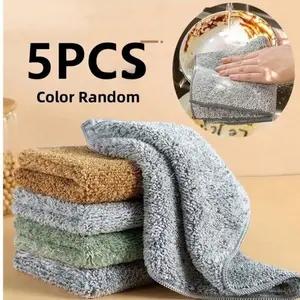 5-Pack Colorful Microfiber Kitchen Towels Set, Bamboo Fiber Dish Cloths, Soft Cleaning Rags, Super Absorbent Reusable, Absorbent Home Thick Non-Fuzzy Sponge