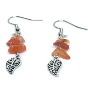 Red Agate Gemstone Chip Earrings