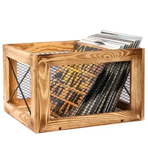 Wooden Record Rack Stand Holder for 80+ Records - Lightweight Vinyl Record Storage Crate