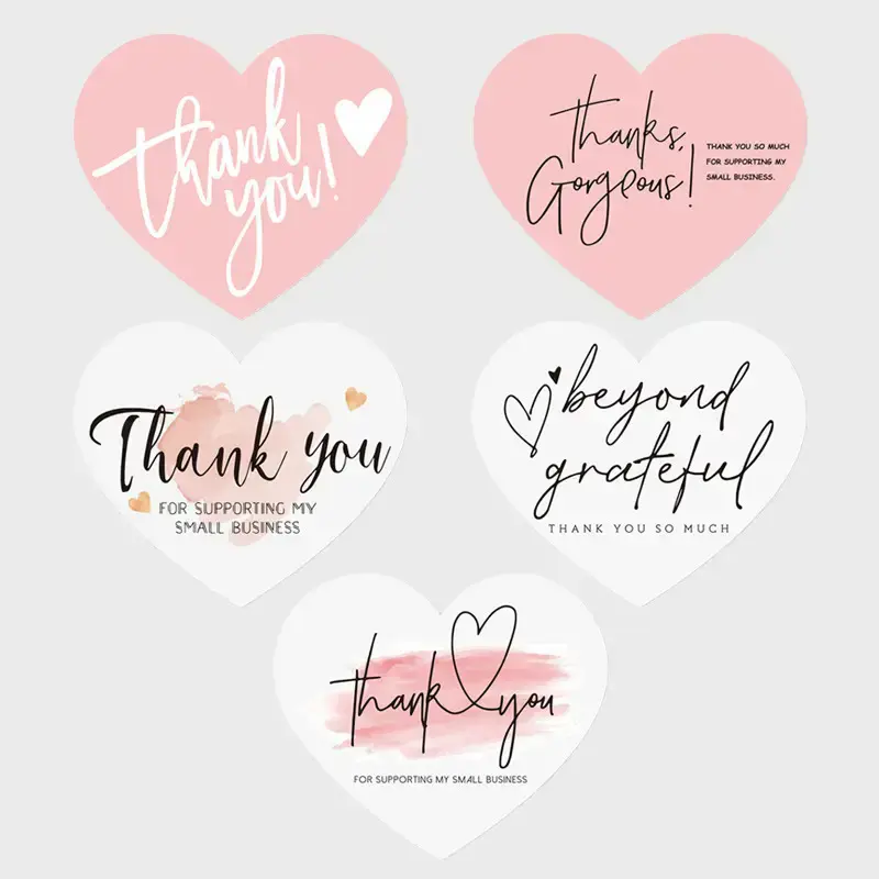 Heart-Shaped Thank You Cards, Bulk Thank You Cards, Fun Party Cards, Thanks Card, Copper Paper, 50 Sheets Per Pack, 2.75x2.36 Inches, Party Decorations, Small Business Gifts