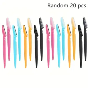 20 pcs stainless steel eyebrow knife - fragrance-free multi-functional body hair removal tool for easy trimming