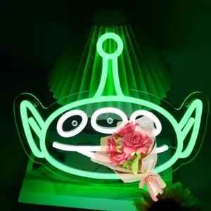 Three-Eyed Neon Aliens Sign Story Aliens Neon Sign Fun Wall Decor for Bedroom or Play Room Bedroom Decor Acrylic Neon Light Birthday Christmas Gifts for Fans