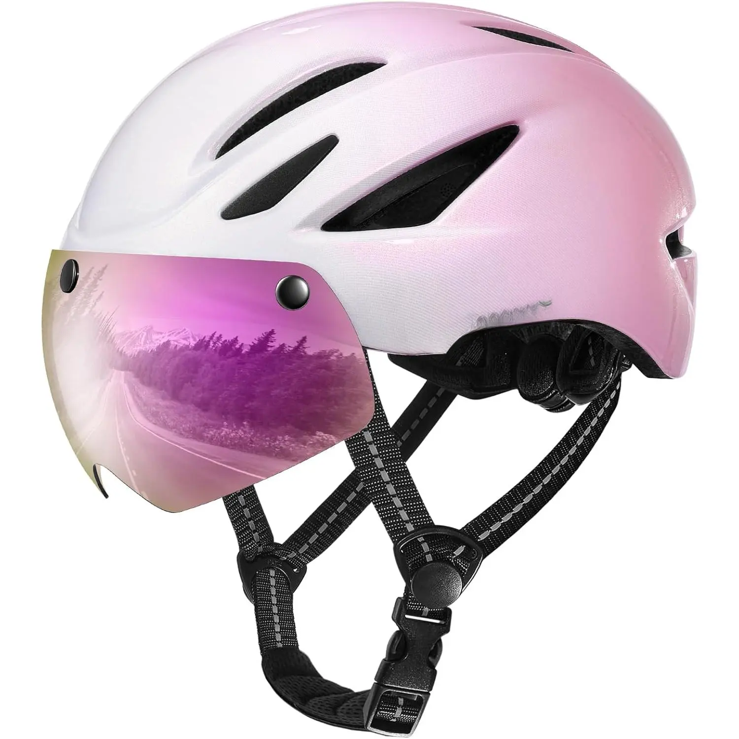 Bike Helmet with Magnetic Sun Visor for Adults, Glasses-Friendly Design Adjustable Dial Cycling Helmet for Men & Women, Urban Riding Bicycle Helmet for Mountain, Road, E-Bike, Commuting