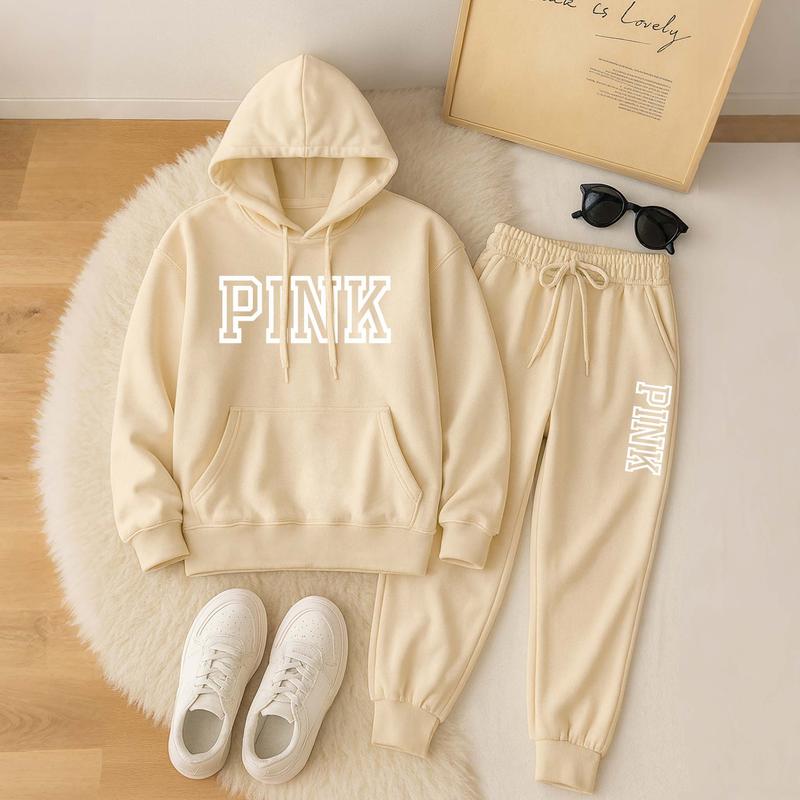 Women's Pink Cartoon Print Hoodie And Drawstring Track Pants Set, Casual Sportswear, Long-Sleeved Hooded Jacket And Pants, Suitable For Autumn And Winter, Everyday Wear, Indoor And Outdoor Sportswear, Casual Sportswear. Women's Pink Cartoon Print Hoodie And Drawstring Track Pants Set, Casual Sportswear, Long-Sleeved Hooded Jacket And Pants, Suitable For Autumn And Winter, Everyday Wear, Indoor And Outdoor Sportswear, Casual Sportswear.