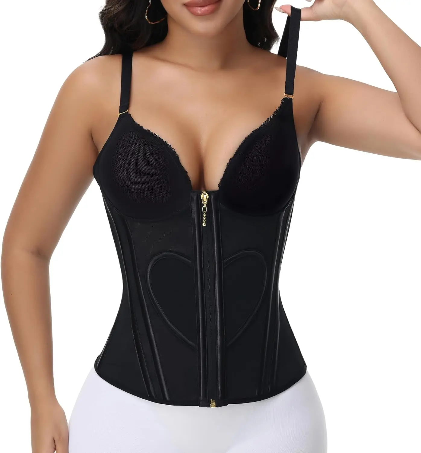 SHAPSHE Waist Trainer for Women Bustier Corset Tops Tummy Control Shapewear Workout Concert Outfits Going out Faja with Bra