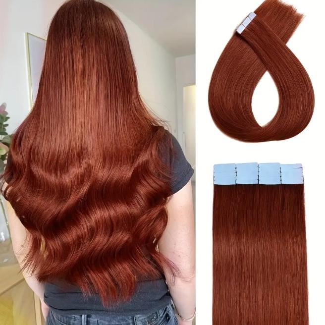 20Pcs 30g Seamless Tape-In Human Hair Extensions, Straight Skin Weft Remy Hair, Invisible & Natural Look, 12-28 Inch Lengths for Women