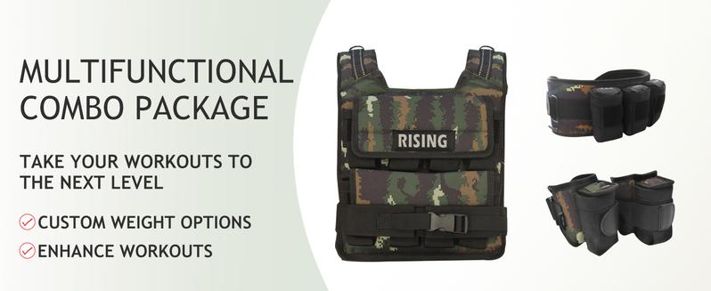 RISING Camouflage Adjustable Weighted Vest 2.5-40LB with Removable Weights for Enhanced Training Versatile Fitness Gear
