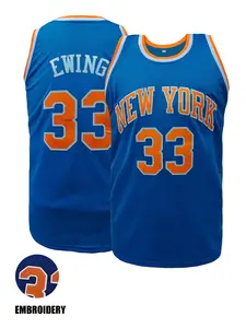 New York #33 Blue/White Men's Basketball Jersey, Embroidered Sportswear, Quick-Dry Unisex Basketball Shirt,Perfect for Training and Competition, Outdoor Sports Wear