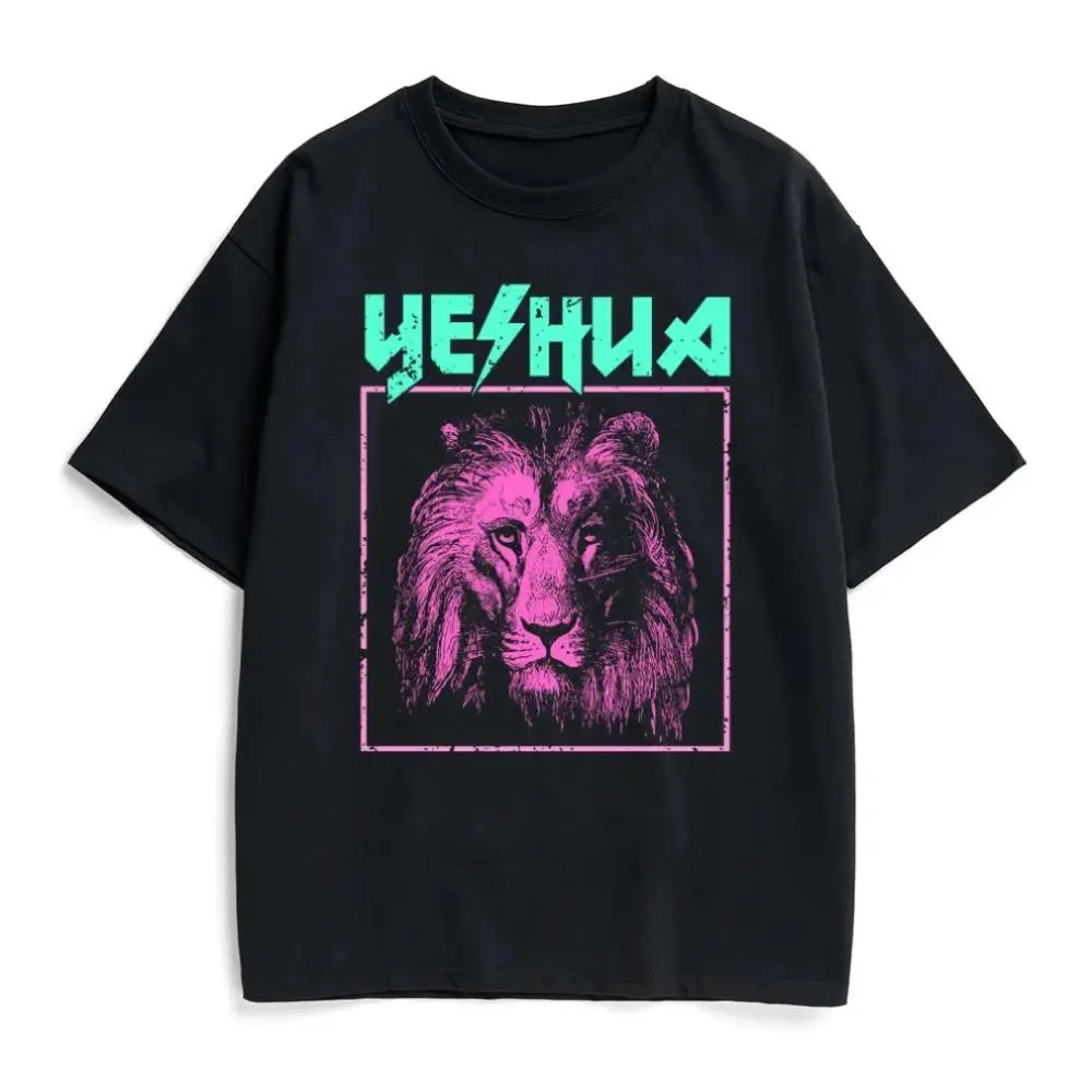 Women's Retro Yeshua Christian Graphic Tee, Pure Cotton Loose Fit Shortsleeve Top, Casual Faith-Based Fashion, Round Neck, Breathable, Everyday Basics, Plain, Comfortable, Sports, Tshirt, Short Sleeves, All Season