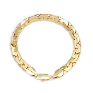 TANTIUE Cuban Link Chain Bracelet for Men Women, 14K Real Gold Plated Solid Stainless Steel Hand Chain