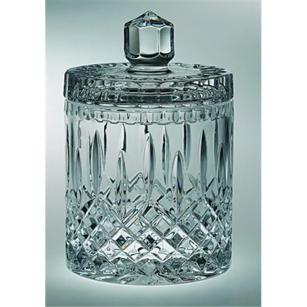 212 MAIN 8 in. Traditional Hand-Cut Crystal Glass Cookie Jar - European Square Base Canister, Glass Storage Container for Kitchen Home Organization, Glass Storage Containers