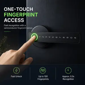 Smart door locks, biometric keyless entry locks, with app, remote unlocking, keyless entry locks, fingerprint door locks, with numeric keypad, IC card, and virtual passcode; suitable for homes, rental properties, offices, and hotels; easy to install