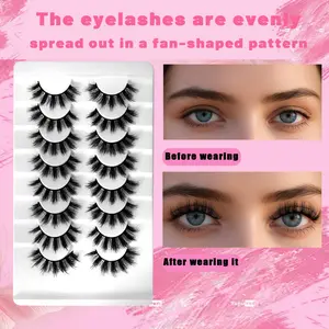 8 Pair Handmade 3D Faux Mink Lashes - Luxurious Volume, Natural Look, Soft & Fluffy, Lightweight, Reusable, Comfortable Wear, Dramatic & Subtle Dual Effect, Long-lasting False Eyelashes