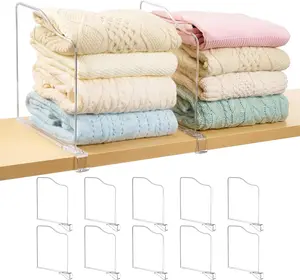 12 Pack 12in Height Shelf Dividers for Closet Organization, Clear Plastic Closet Shelf Dividers of Upgrade 12in for Maximizing Vertical Space Storage, Organizing Sweater, Jeans, Shirts, Bags