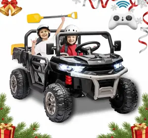 24V 2-Seater Ride-On UTV Truck with 2×200W Motors Remote Control Dump Bed & Shovel for Boys & Girls Fun Power Ride with LED Lights & Music