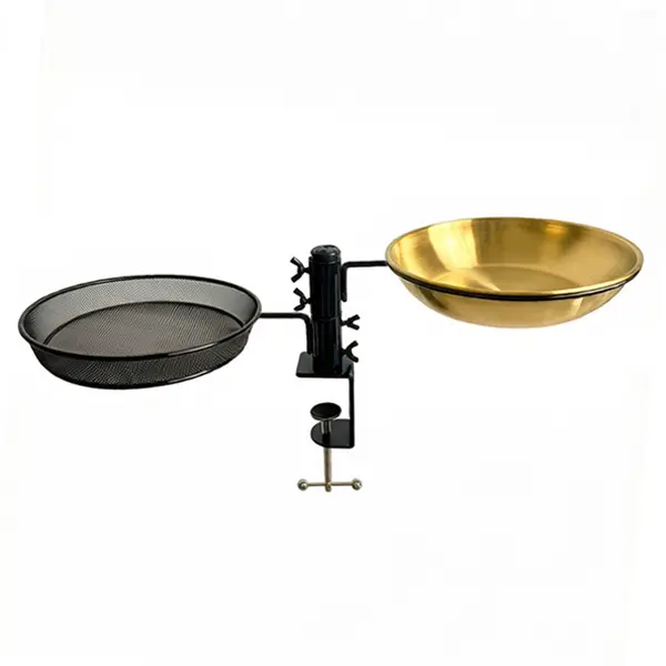 Metal Wildbird Feeder & Birdbath, Railing-Mount with 8in Diameter Platform Tray & Bowl/Dish, Easy Adjusting Clamp, 2.5in Max Fit for Deck/Porch Outdoor Handrail Bird Feeding Supplies
