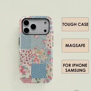 MagSafe/Tough Case SUZIE Quilt Patchwork Phone Case | Protective Vintage cottage Premium Film 2 in 1 Phone Case - Durable, Shock Absorbing and Stylish Protection - Compatible with iPhone 17 16, 15, 14, 13, 12, 11, Plus, Pro, Pro Max
