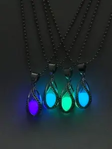Luminous Water Drop Shaped Pendant Necklace Set, Fashion Jewelry for Party, Daily Clothing Decor, Trendy All-match & Exquisite Jewelry for Birthday Gift, Casual Trendy Jewelry