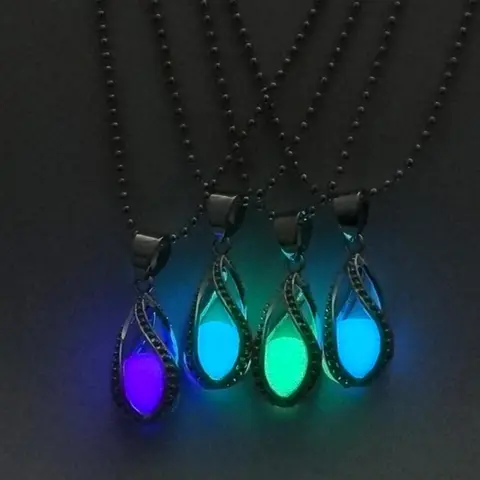 Luminous Water Drop Shaped Droplet Pendant Alloy Necklace Set, Fashion Jewelry, Costume Jewelry for Party, Daily Clothing Decor, Trendy All-match & Exquisite Jewelry for Birthday Gift, Casual Trendy Jewelry