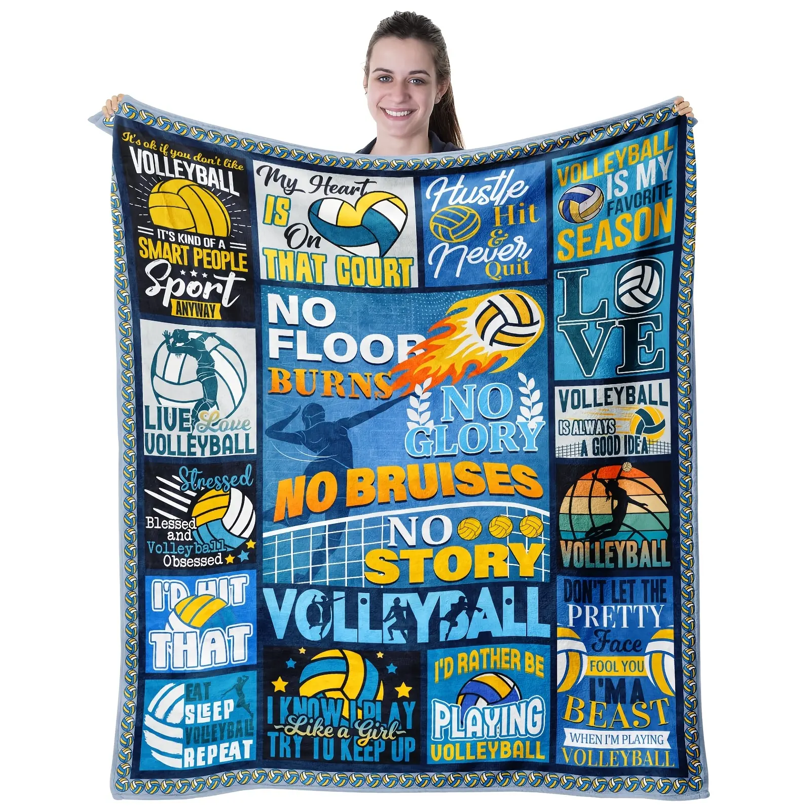 Teenage Girl Volleyball Blanket, High School Party Gift, Coach Team Sports Blanket, Travel Camping Sofa Blanket, Multi-Purpose