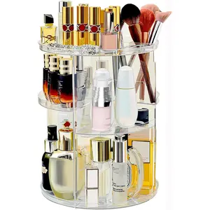 360 Rotating Makeup Organizer for Vanity Adjustable  Display Case Large Capacity Skincare Organizers Perfume Organizer Spinning Holder for Countertop Vanity and Bathroom