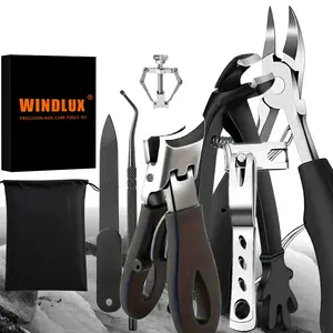 7pcs Toenail Clippers for Seniors Thick Toenails, Toe Nail Clippers for Thick Nails for Seniors, Straight Toe Nail Clippers for Men, Ingrown Toenail Clippers and Angled Nail Clipper Set Manicure Brush