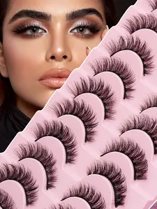New 3D false eyelashes, 10 pairs; faux mink; elastic, voluminous, curled lashes; soft, fluffy, rich volume and curl; wild/bold false lashes; refined makeup lashes