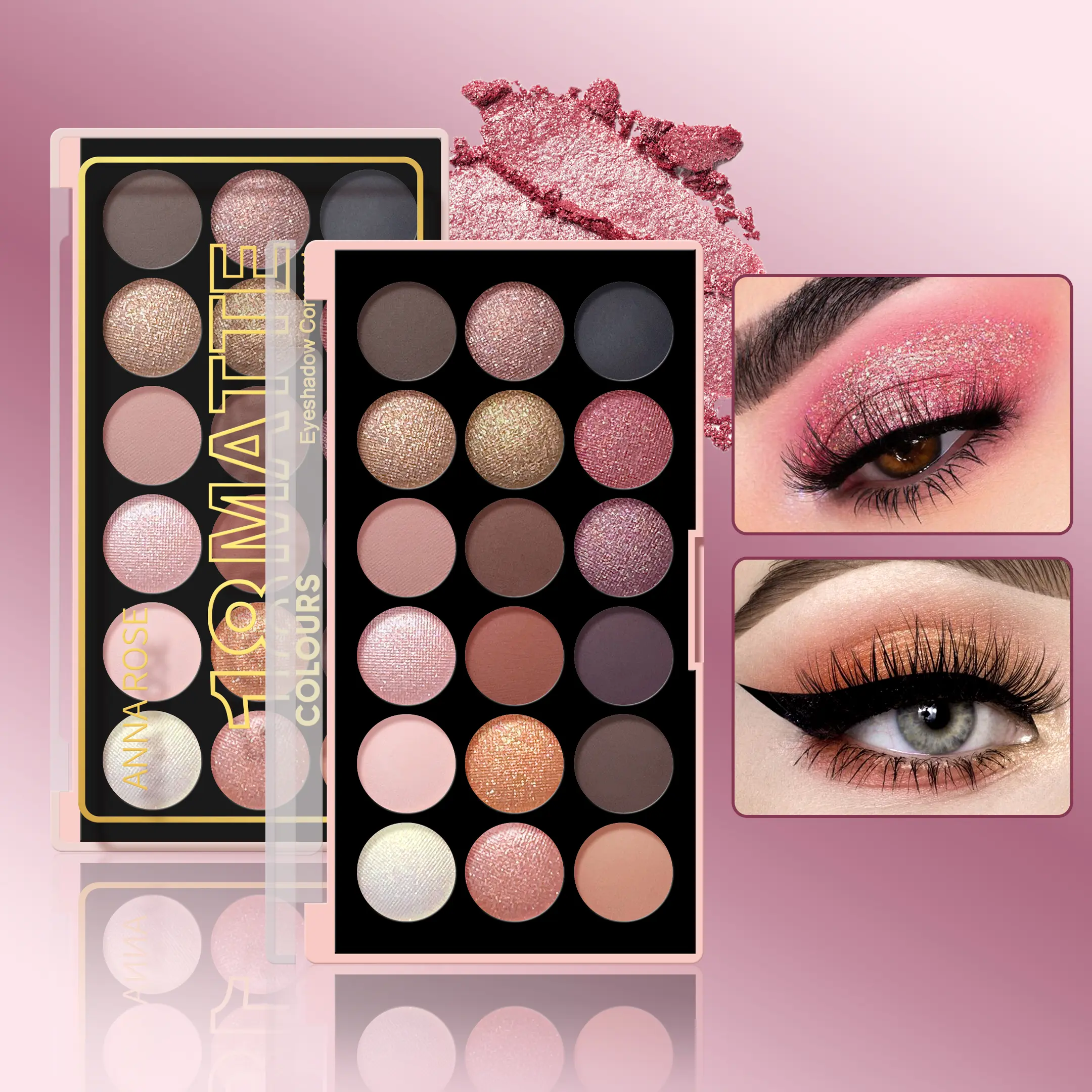18-Color Cosmetic Eyeshadow Palette - Matte & Shimmer Duo Textures, Waterproof, Sweatproof, Long-Lasting Non-Sticky Formula - Ideal for Halloween Gifts, Everyday Makeup Looks