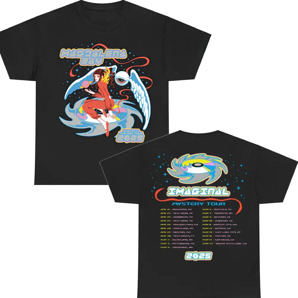 Women's Fitted Casual Cotton Shortsleeve Round Neck Digital Print T-Shirt - Mercurial World Album Graphic Top, Magdalena Bay Aesthetic Streetwear, TC29098