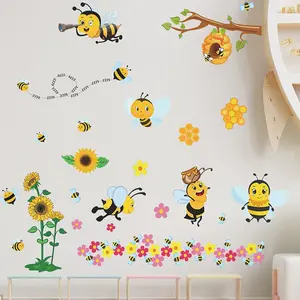 Bee Pattern Wall Sticker, Vinyl Wallpaper Decal for Home Decor, Refresh Your Space with Bee Design, Easy to Apply Wall Art