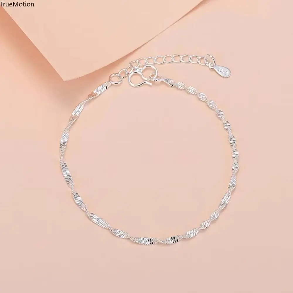 Twisted Wave Bangle Bracelets in 925 Sterling Silver, Minimalist Adjustable Stackable Jewelry for Women, Hypoallergenic, Stackable Bangle Set, Female