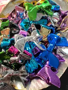 SB2-15 (5PCS) 31mm 3D Metallic Multicolored Ribbons/Bow Acrylic Beads For DIY