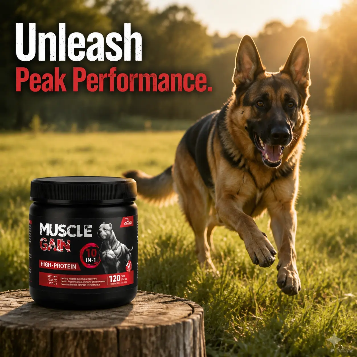 PET Yuan 10-in-1 high-protein soft chew tablets for dogs that support muscle growth, protect muscles and joints, boost immunity, and promote bone health; provide energy; 120-count pack; suitable for puppies over 8 weeks old and all breeds of adult dogs.