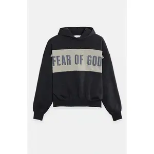 Fear of God ESSENTIALS Men's Iron Grey Heather Paneled Cropped Relaxed Hoodie