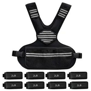 Garvee Adjustable Weighted Vest for Strength Training, Iron Sand Weighted Vests with Reflective Strip & Convenient Pocket, Adjustable Running Vest for Gym Training Aerobic Exercises