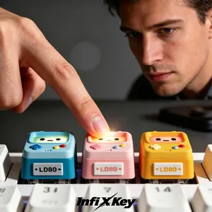 InfiXKey Single Translucent Resin Custom Mechanical Keyboard ESC Keycap, Retro Game Console Style, Anime & Cultural Creative Design summervibes pc cube teclado